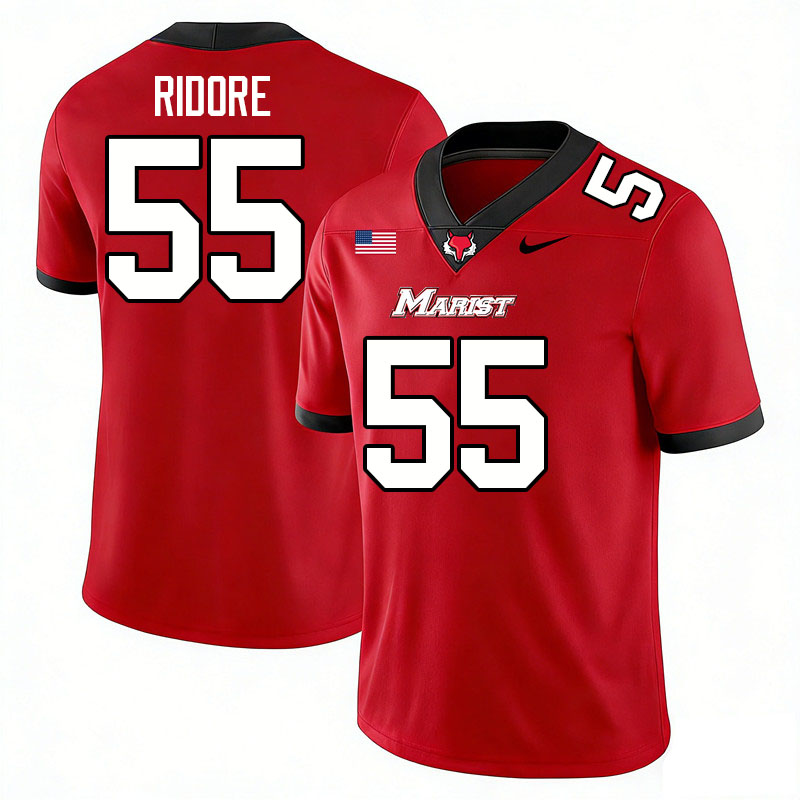 Marist Red Foxes #55 Naheem Ridore College Football Jerseys,Uniforms-Red